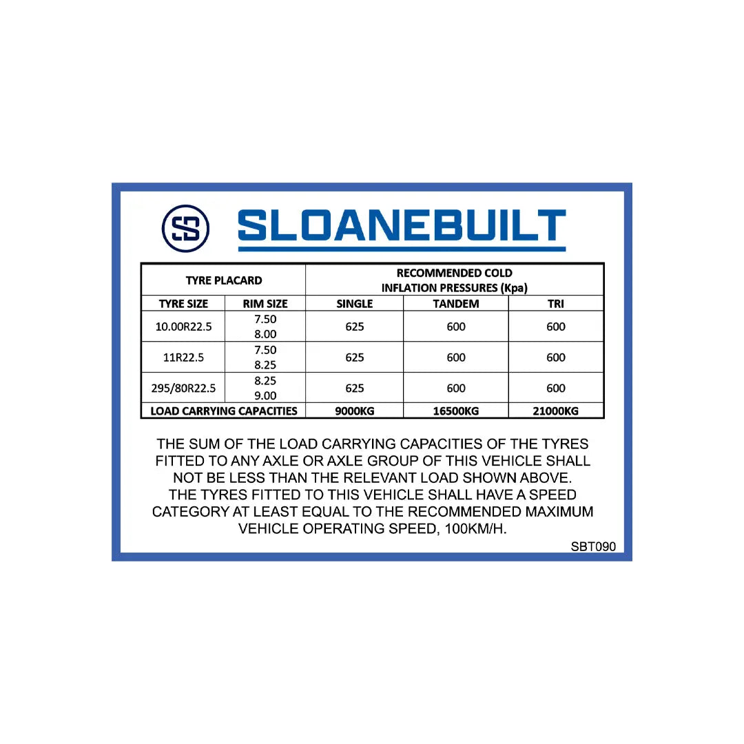 Tyre Placard Decal