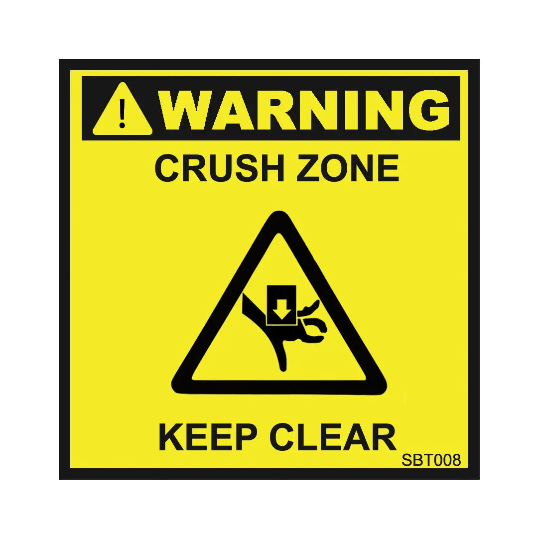 Warning Crush Zone Decal Sloanebuilt